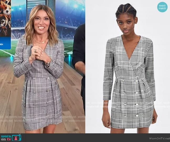 Zara Plaid Double Breasted Dress worn by Kit Hoover on Access Hollywood