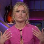 Zara Larsson’s pink ruched cardigan on The Kelly Clarkson Show