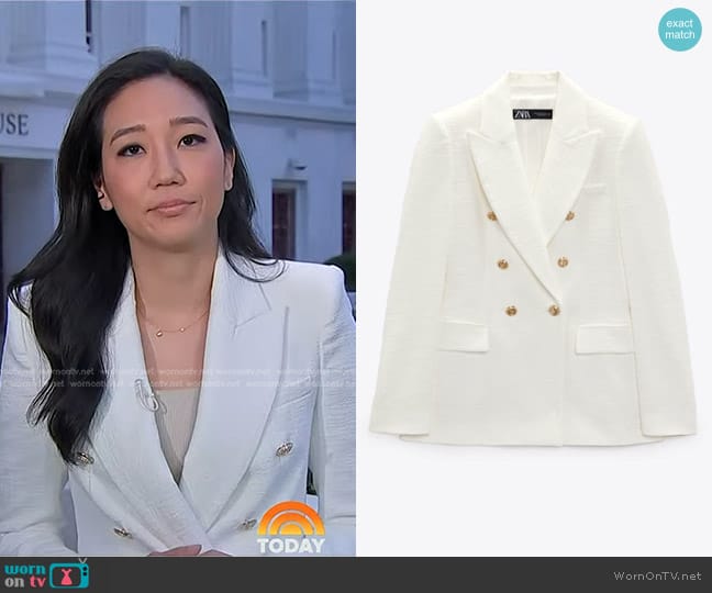 Zara Textured Double Breasted Blazer worn by Kathy Park on Today