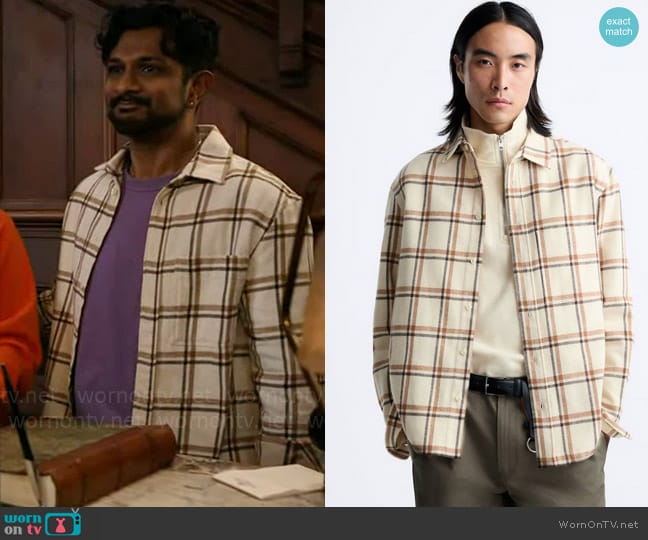 Zara Plaid Flannel Shirt worn by Jay (Utkarsh Ambudkar) on Ghosts