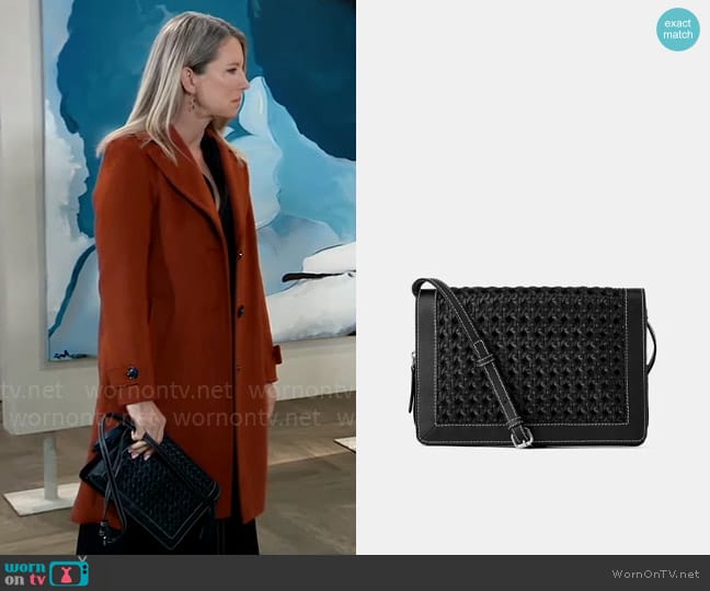 Zara Plaited Leather Cross Body Shoulder Bag worn by Nina Reeves (Cynthia Watros) on General Hospital