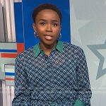 Zinhle Essamuah’s blue and green printed shirtdress on NBC News Daily