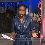 Zinhle Essamuah’s blue leather belted dress on NBC News Daily