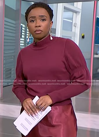 Zinhle's burgundy sweater on NBC News Daily
