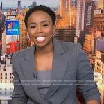 Zinhle’s grey double breasted blazer on NBC News Daily