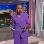 Zinhle’s purple blazer and pants on NBC News Daily