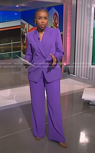 Zinhle's purple blazer and pants on NBC News Daily