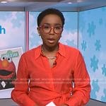 Zinhle’s red tie waist shirt on NBC News Daily