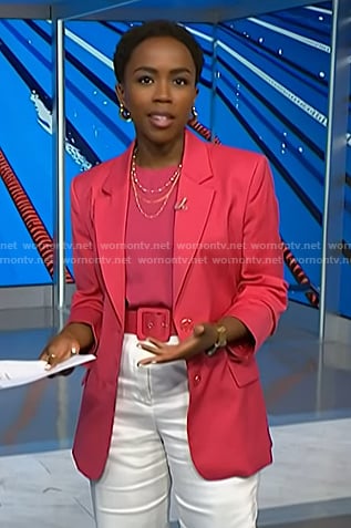 Zinhle’s pink belted blazer on NBC News Daily