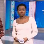 Zinhle’s white tweed sweetheart dress on NBC News Daily