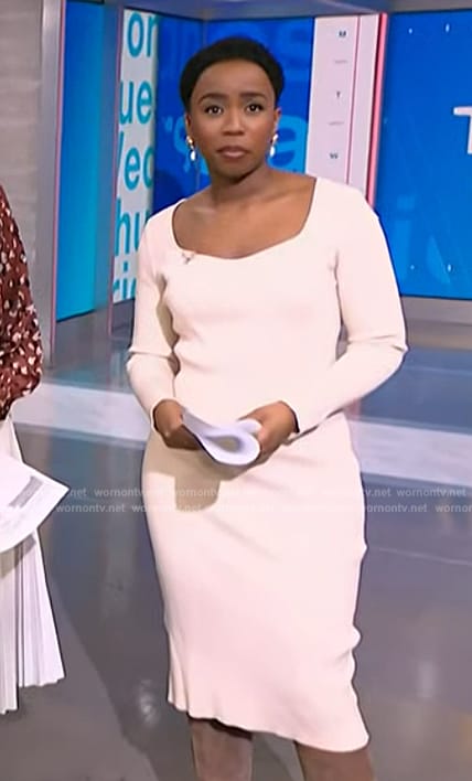 WornOnTV: Zinhle’s white tweed sweetheart dress on NBC News Daily ...