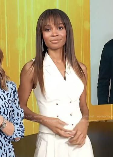 Zuri's white double breasted vest on Access Hollywood