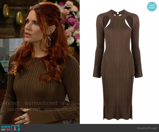 3.1 Phillip Lim Cut-out rib-knit midi dress worn by Sally Spectra (Courtney Hope) on The Young and the Restless