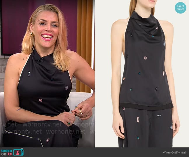 3.1 Phillip Lim Halo Gem Halter Top worn by Busy Philipps on CBS Mornings