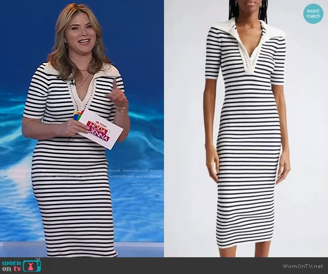 A.L.C. Darcy Stripe Midi Sweater Dress worn by Jenna Bush Hager on Today