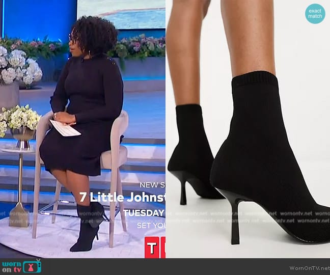 ASOS Rosetta kitten heel sock boots in black worn by Jennifer Hudson on The Jennifer Hudson Show