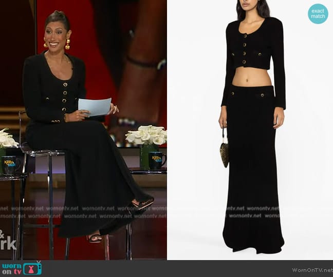 Alessandra Rich Cropped bouclé jacket worn by Elaine Welteroth on Live with Kelly and Mark