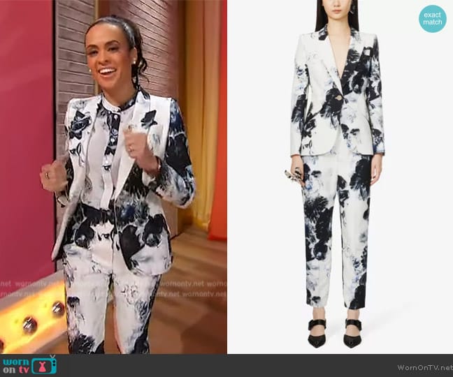 Alexander McQueen Chiaroscuro Floral Blazer worn by Linsey Davis on Sherri