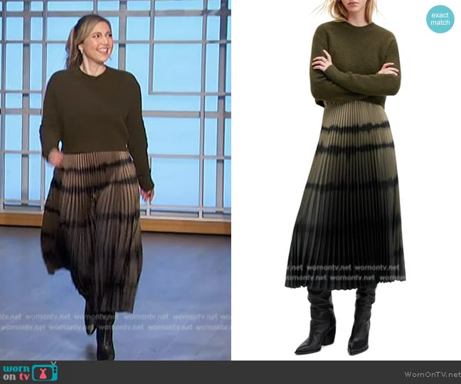 All Saints Curtis 2-In-1 Ombre Tie Dye Midi Dress worn by Taylor Tomlinson on The Talk