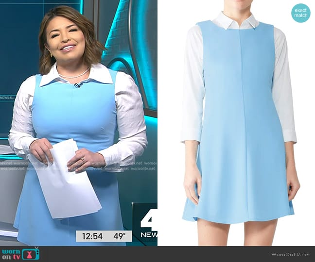 WornOnTV: Gilma Avalos’s light blue mixed media dress on NBC News Daily ...