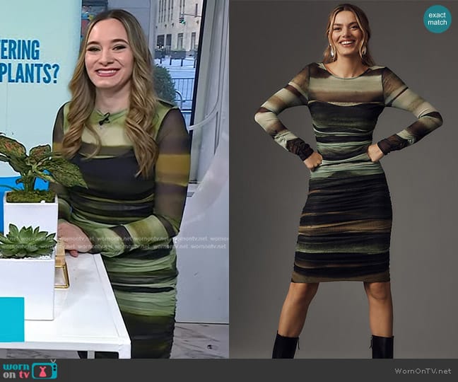 Anthropologie Ruched Mock-Neck Long-Sleeve Midi Dress worn by Lexie Sachs on Today