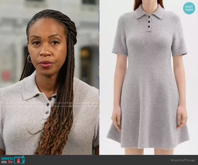 Theory Babydoll Polo Dress in Light Heather Grey worn by Blayne Alexander on Today