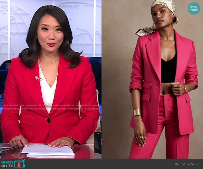 Banana Republic Lido Sculpted Wool Blazer worn by Nancy Chen on CBS Evening News