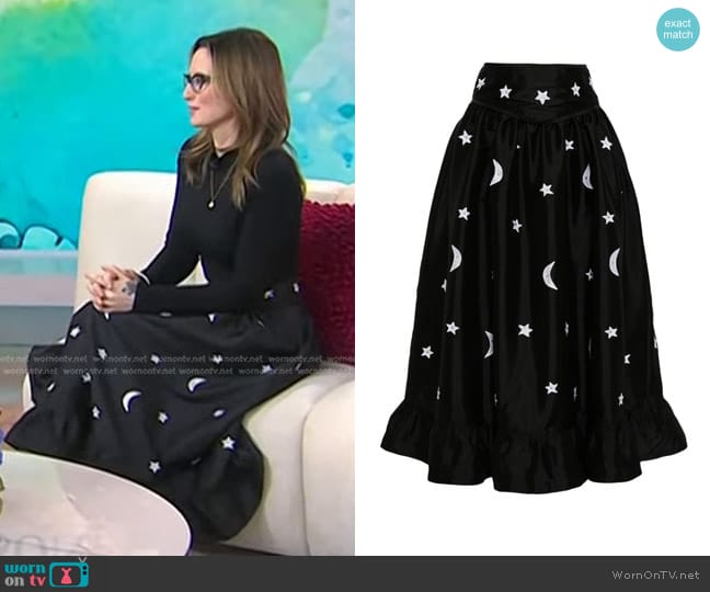 Batsheva Moon-motif Flared Midi Skirt worn by Ingrid Michaelson on Today