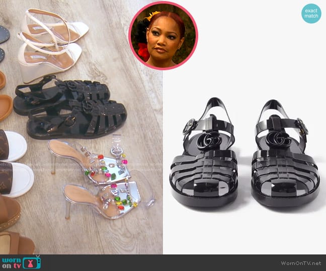 Gucci Double G Caged Sandals worn by Garcelle Beauvais on The Real Housewives of Beverly Hills