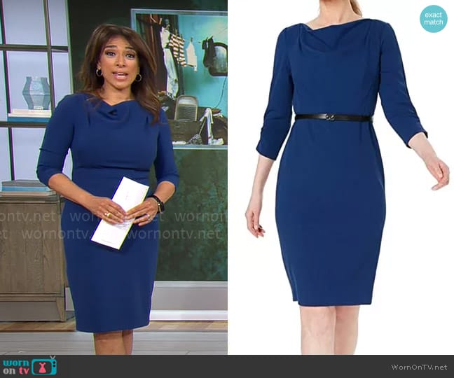 Wornontv Michelle Millers Blue Cowl Neck Dress On Cbs Mornings Michelle Miller Clothes And