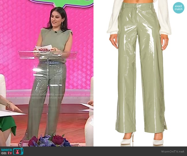 Camila Coelho Cyrus Pant in Sage worn by Donna Farizan on Today