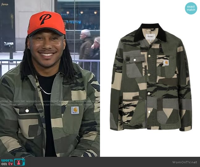 Carhartt WIP Camouflage Patchwork Shirt Jacket worn by Trent Shelton on Today