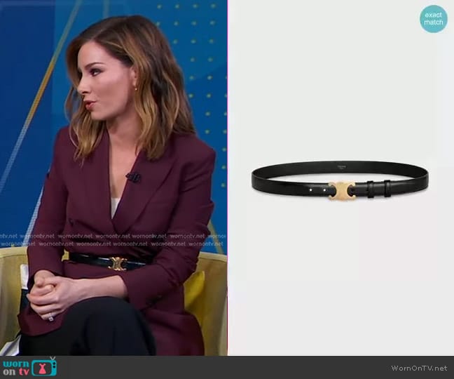 Celine Medium Triomphe Belt in Smooth Calfskin worn by Rebecca Jarvis on Good Morning America