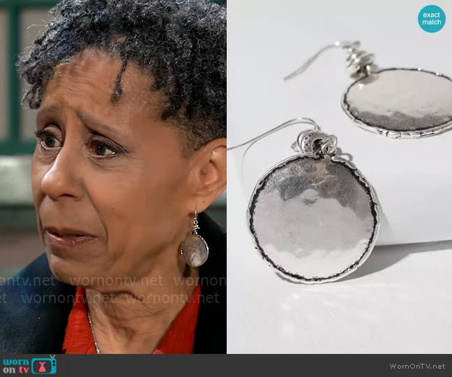 Chicos Tayla Drop Silver Earrings worn by Stella Henry (Vernee Watson) on General Hospital