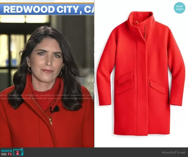 J. Crew Cocoon Coat in Italian stadium-cloth wool blend worn by Liz Kreutz on Today