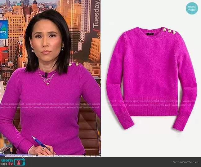 J. Crew Crewneck sweater with Shoulder Buttons worn by Vicky Nguyen on NBC News Daily