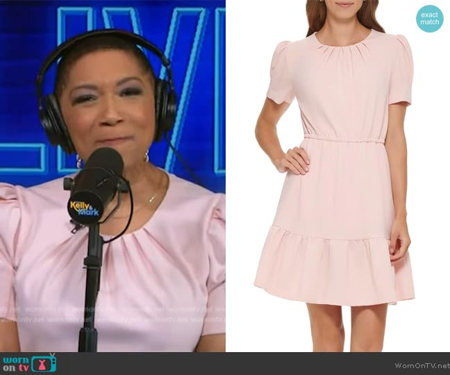 DKNY Puff Sleeve Ruffled Fit Dress worn by Deja Vu on Live with Kelly and Mark