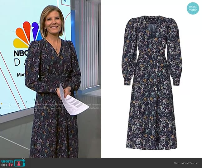 Derek Lam Collective Floral Dress in Blue worn by Kate Snow on NBC News Daily