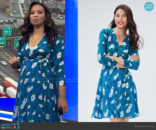 Diane Von Furstenberg Irina Dress in Ocean Tide Quetzal Green worn by Adelle Caballero on Today