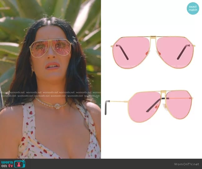 Dolce & Gabbana DG2248 Pilot-Frame Sunglasses in Gold / Pink worn by Katy Perry on American Idol