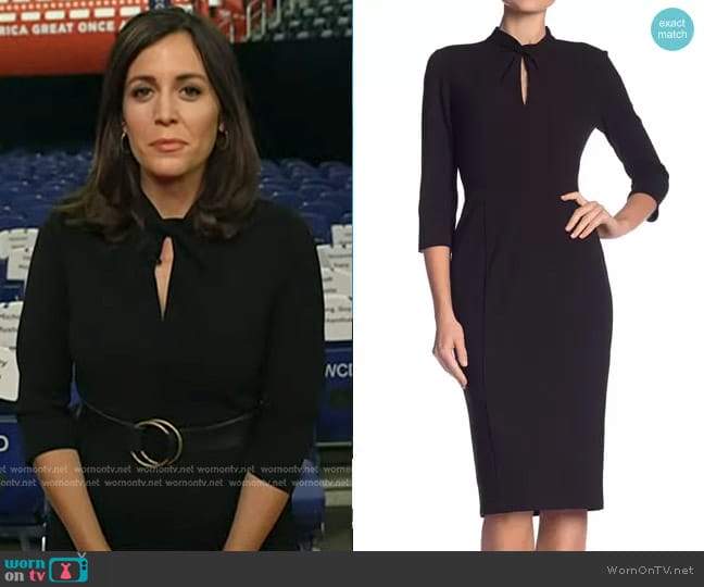 Donna Morgan Crepe Three-Quarter Sleeve Sheath Dress worn by Hallie Jackson on Today