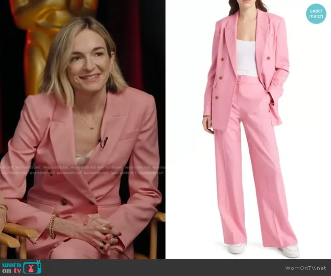 Argent Double Breasted Stretch Wool Blazer and Trousers worn by Molly McNearney on Good Morning America