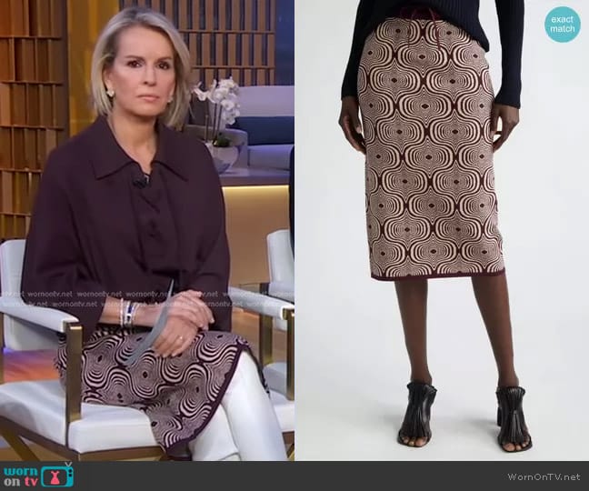 Dries Van Noten Graphical Jacquard Sweater Skirt in Auber 357 worn by Dr. Jennifer Ashton on Good Morning America