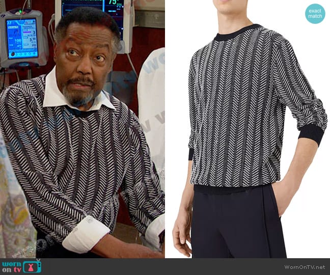 Emporio Armani Striped Crewneck Sweater worn by  Abe Carver (James Reynolds) on Days of our Lives