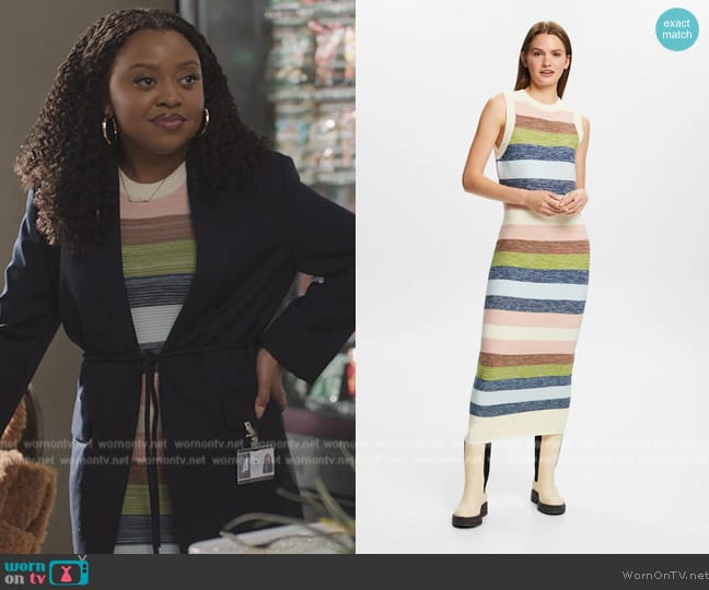 Espirit Cotton Rib Colour Block Midi Dress worn by Janine Teagues (Quinta Brunson) on Abbott Elementary