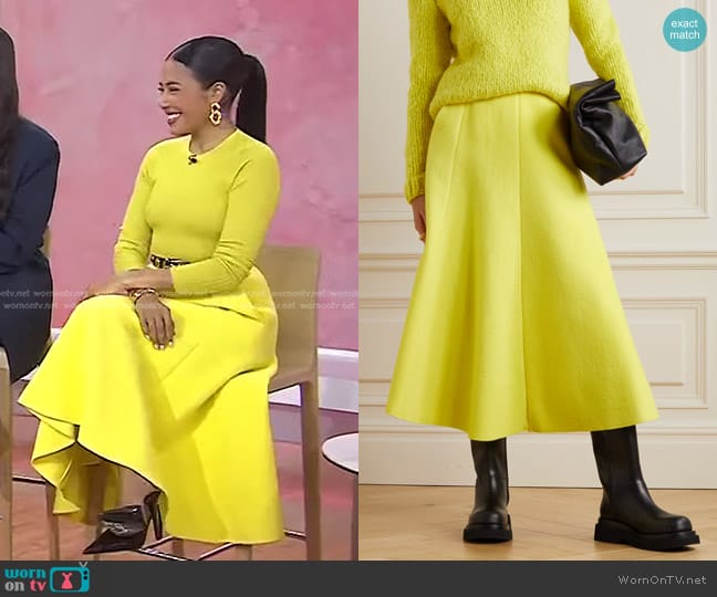 Gabriela Hearst Maureen Recycled-Cashmere Midi Skirt worn by Emma Grede on Today