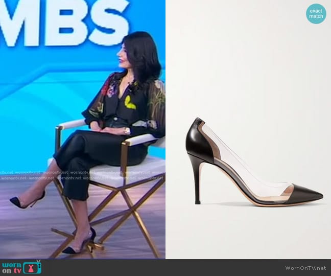 Gianvito Rossi Plexi Leather and PVC Pumps worn by Pattie Ehsaei on Good Morning America