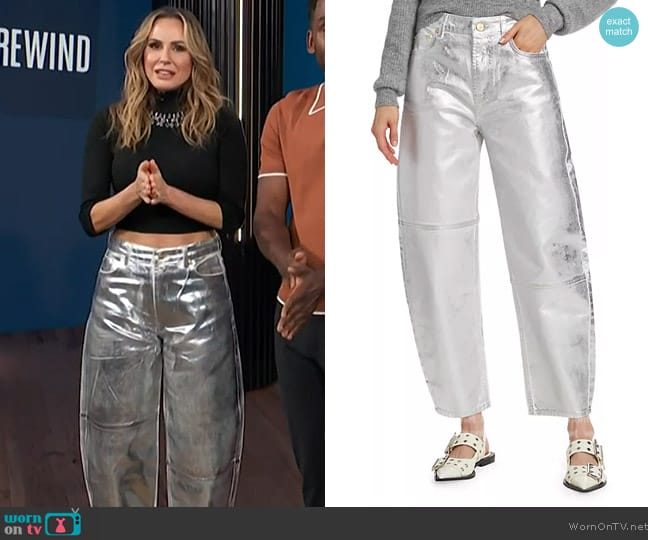 Ganni + NET SUSTAIN metallic high-rise tapered organic jeans worn by Keltie Knight on E! News