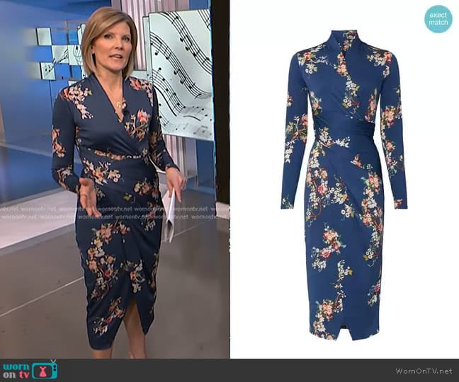 Great Jones Long Sleeve Floral Sheath worn by Kate Snow on NBC News Daily