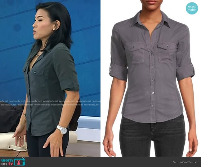 James Perse Solid Chest Pocket Shirt worn by Karena Wu on Today